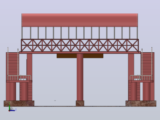 人行天桥3D数模图纸 Solidworks设计左视缩略图