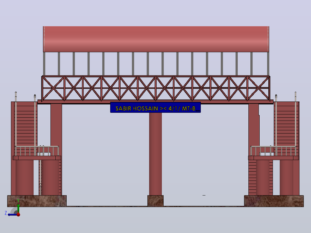 人行天桥3D数模图纸 Solidworks设计右视图