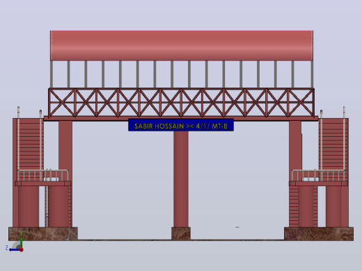 人行天桥3D数模图纸 Solidworks设计右视缩略图
