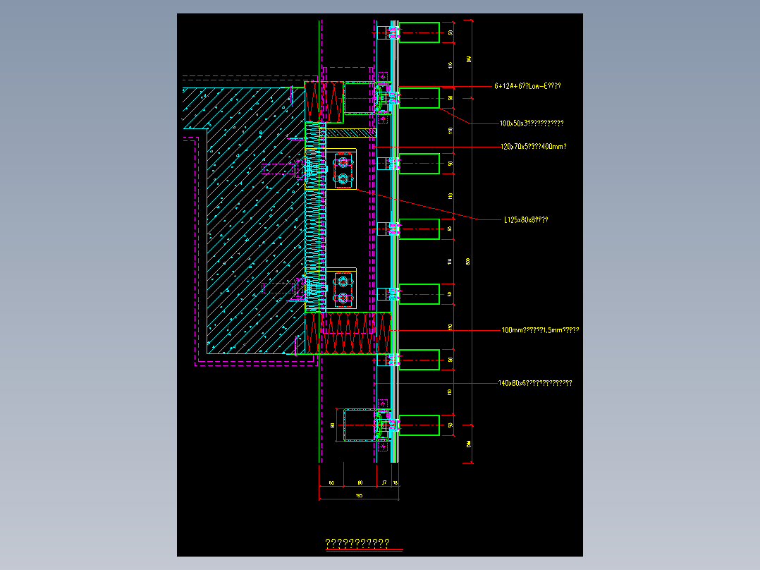 铝合金格栅竖剖节点详图