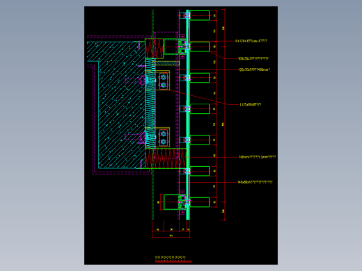铝合金格栅竖剖节点详图