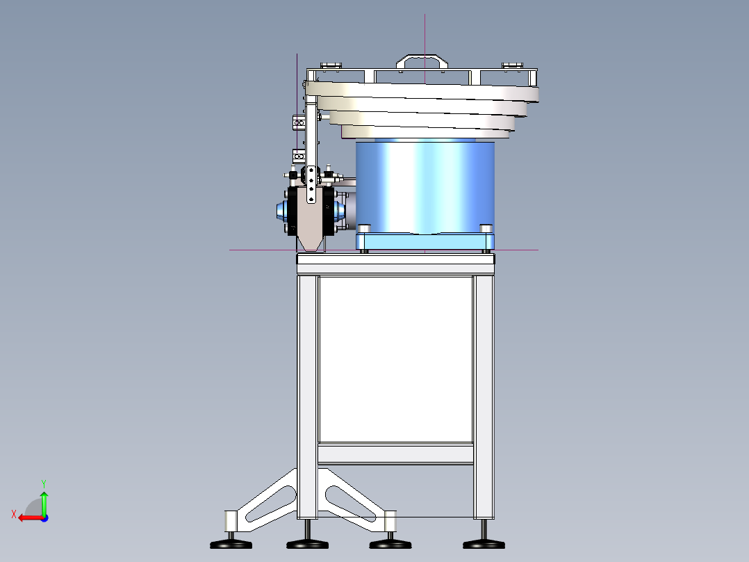 铝罐给料机3D图纸 H821 非标自动化设备3D图纸3D模型后视图