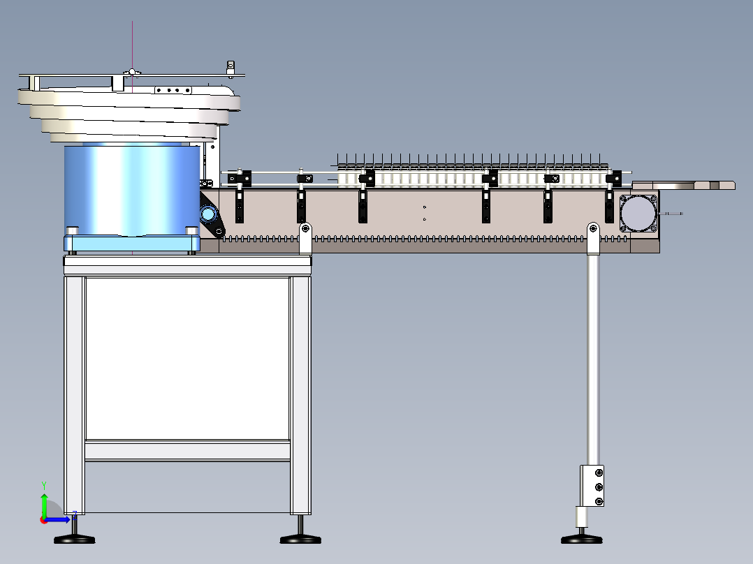 铝罐给料机3D图纸 H821 非标自动化设备3D图纸3D模型左视图