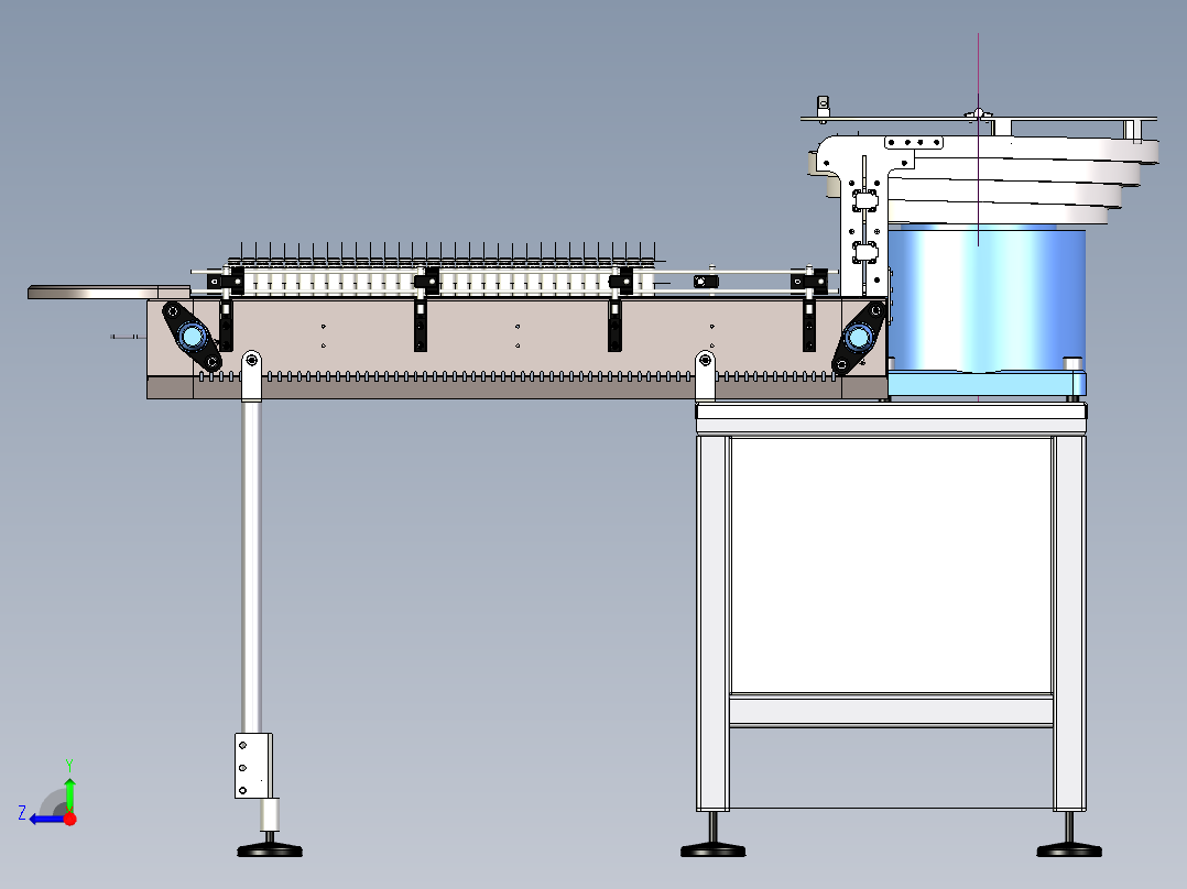 铝罐给料机3D图纸 H821 非标自动化设备3D图纸3D模型右视图