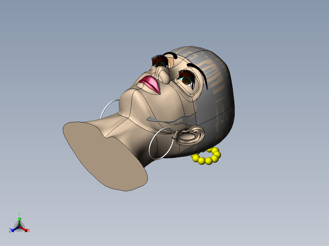 Solidworks美人头模型正等轴测图