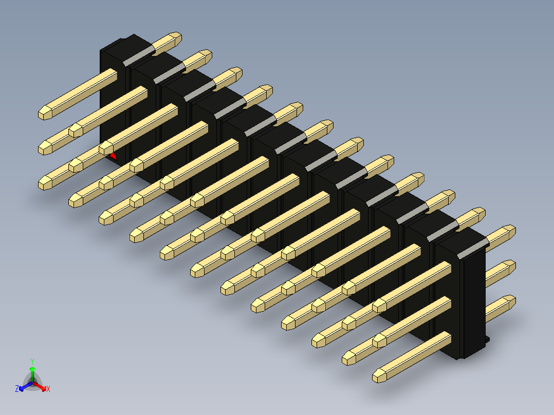 彩色公头100mil（2.54mm）系列-DS1021_black_3x12p_100mil_Type1_rev1.0主视图