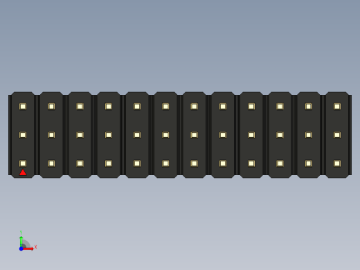 彩色公头100mil（2.54mm）系列-DS1021_black_3x12p_100mil_Type1_rev1.0前视缩略图