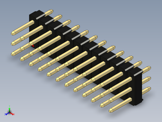 彩色公头100mil（2.54mm）系列-DS1021_black_3x12p_100mil_Type1_rev1.0正等轴测缩略图