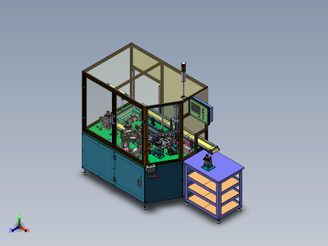 马达转子铜线剪切、铆合设备正等轴测图