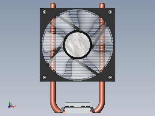 CPU散热器3D图纸 Solidworks设计前视缩略图