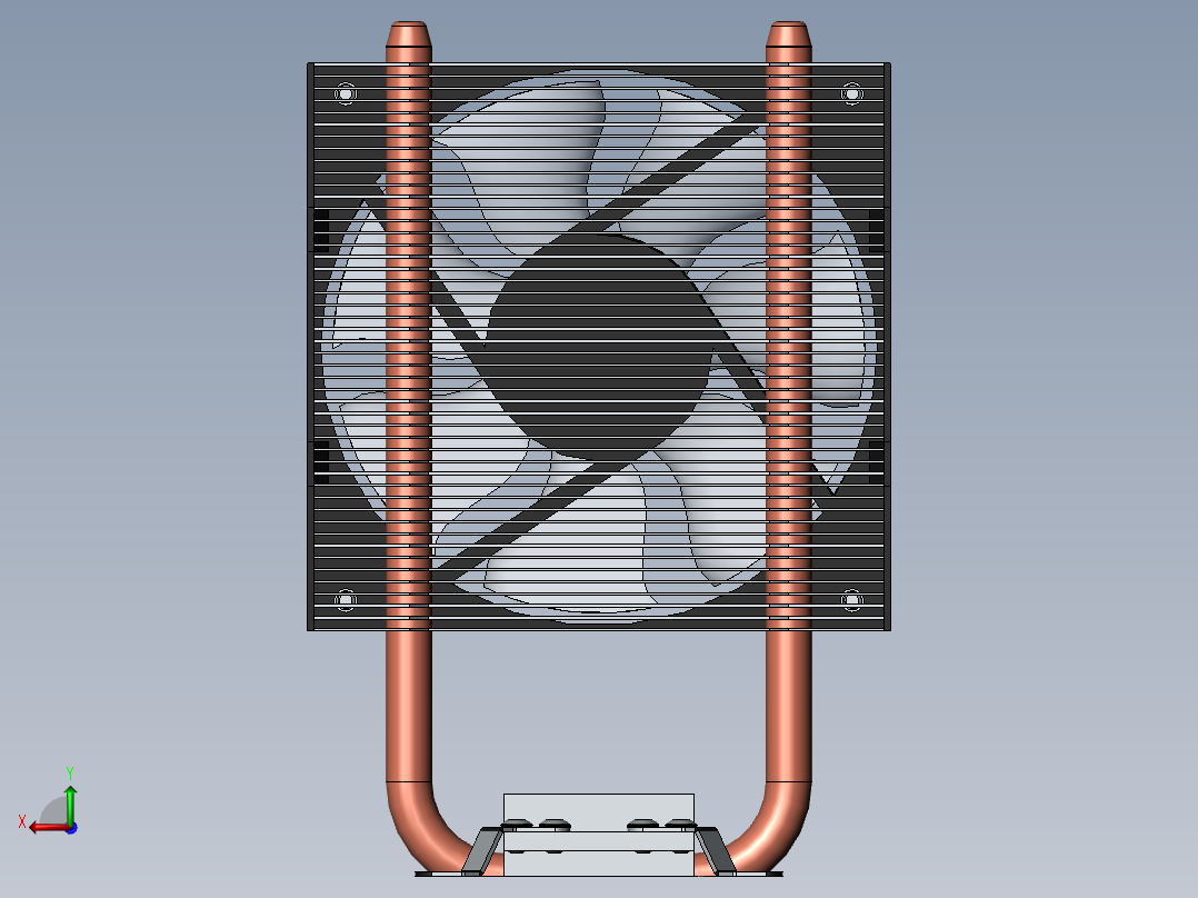 CPU散热器3D图纸 Solidworks设计后视图