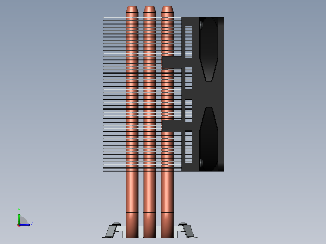 CPU散热器3D图纸 Solidworks设计左视图
