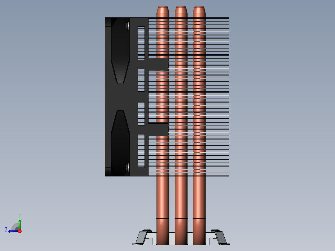CPU散热器3D图纸 Solidworks设计右视图