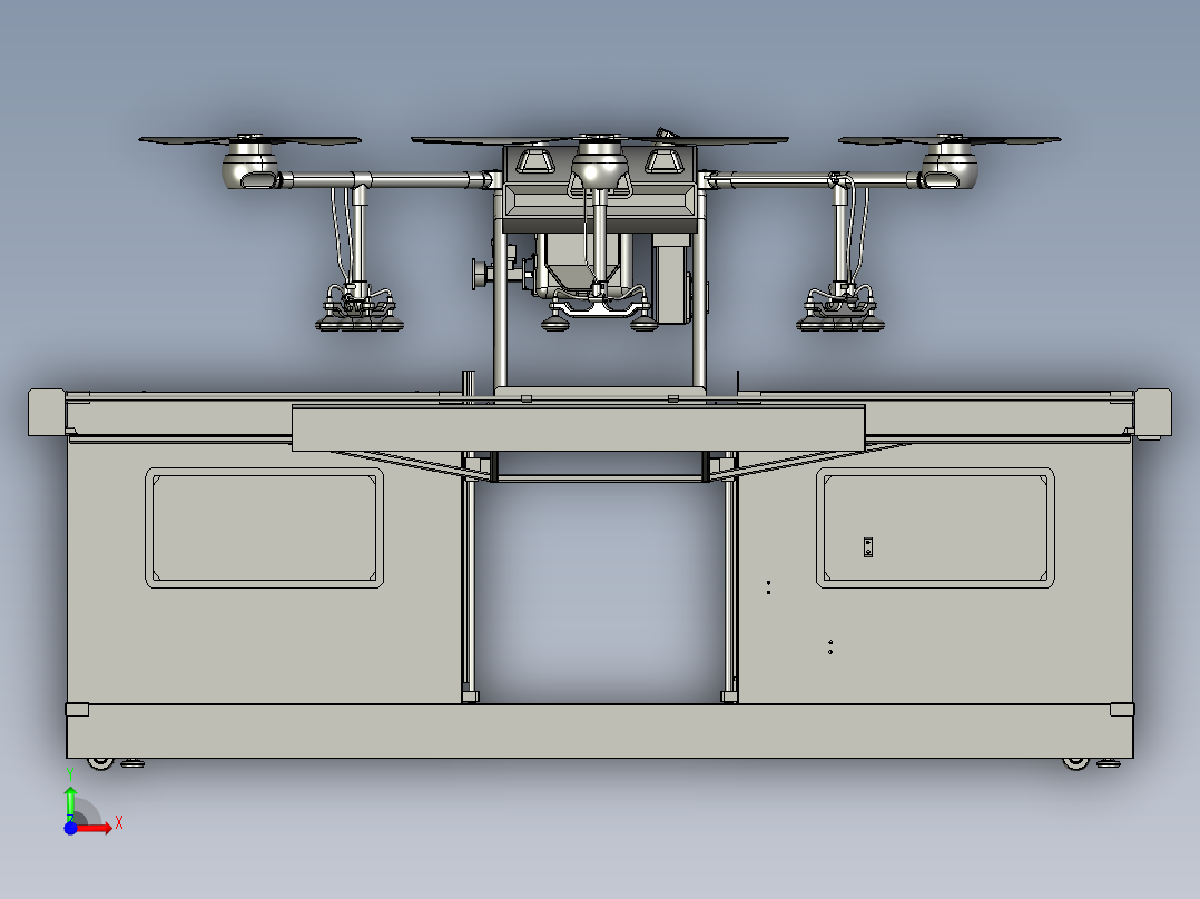 无人机停机坪自动收放停机坪的无人机无人值守站带自动充电农药补充前视图