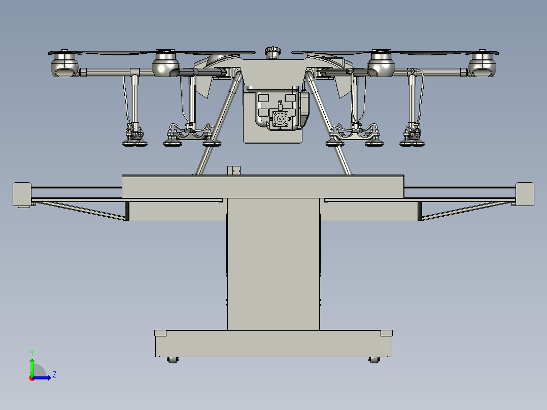 无人机停机坪自动收放停机坪的无人机无人值守站带自动充电农药补充左视图