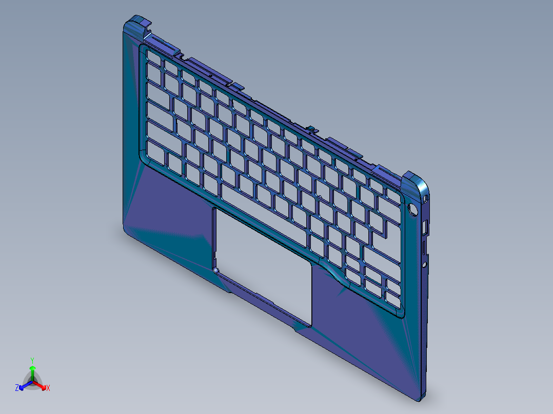 键盘外壳铣键盘孔UG编程程序模型正等轴测图