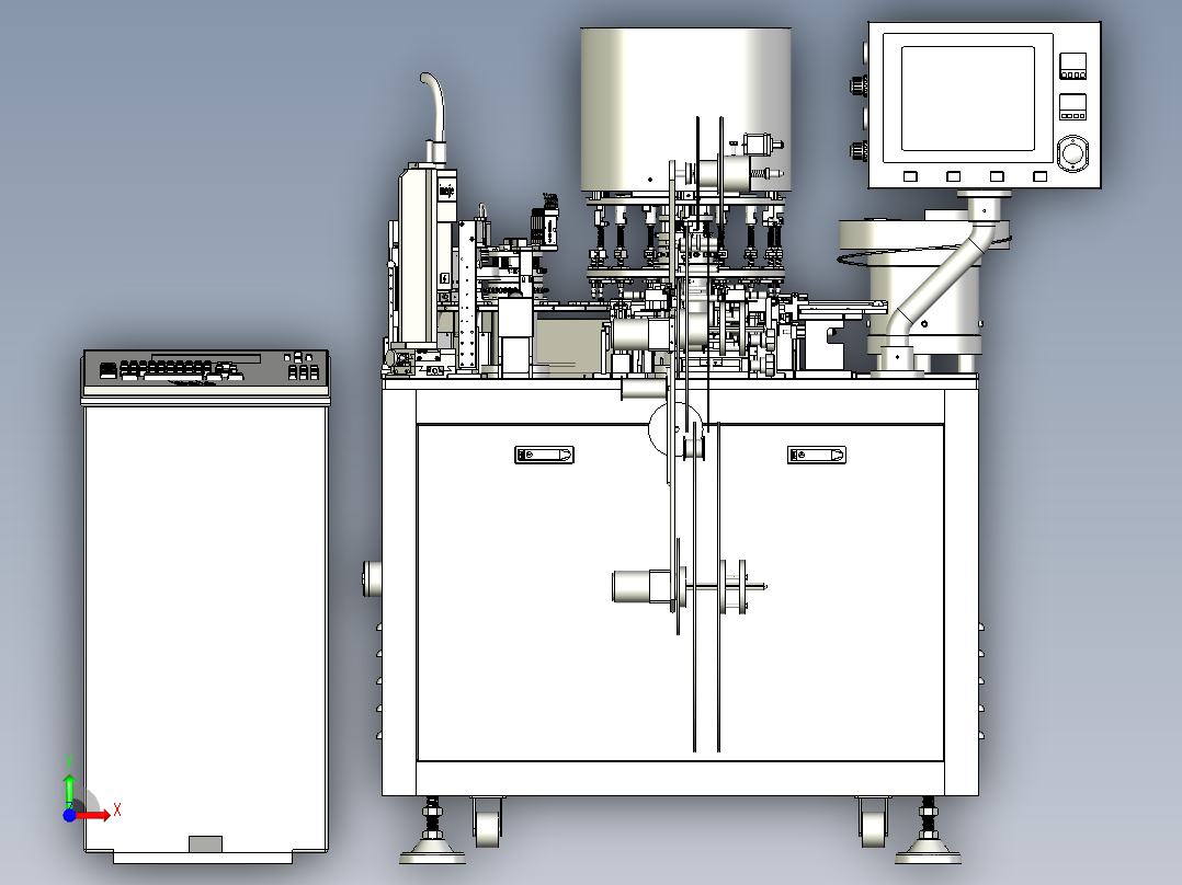 半导体的全自动电感检测喷码编带分选一体机前视图