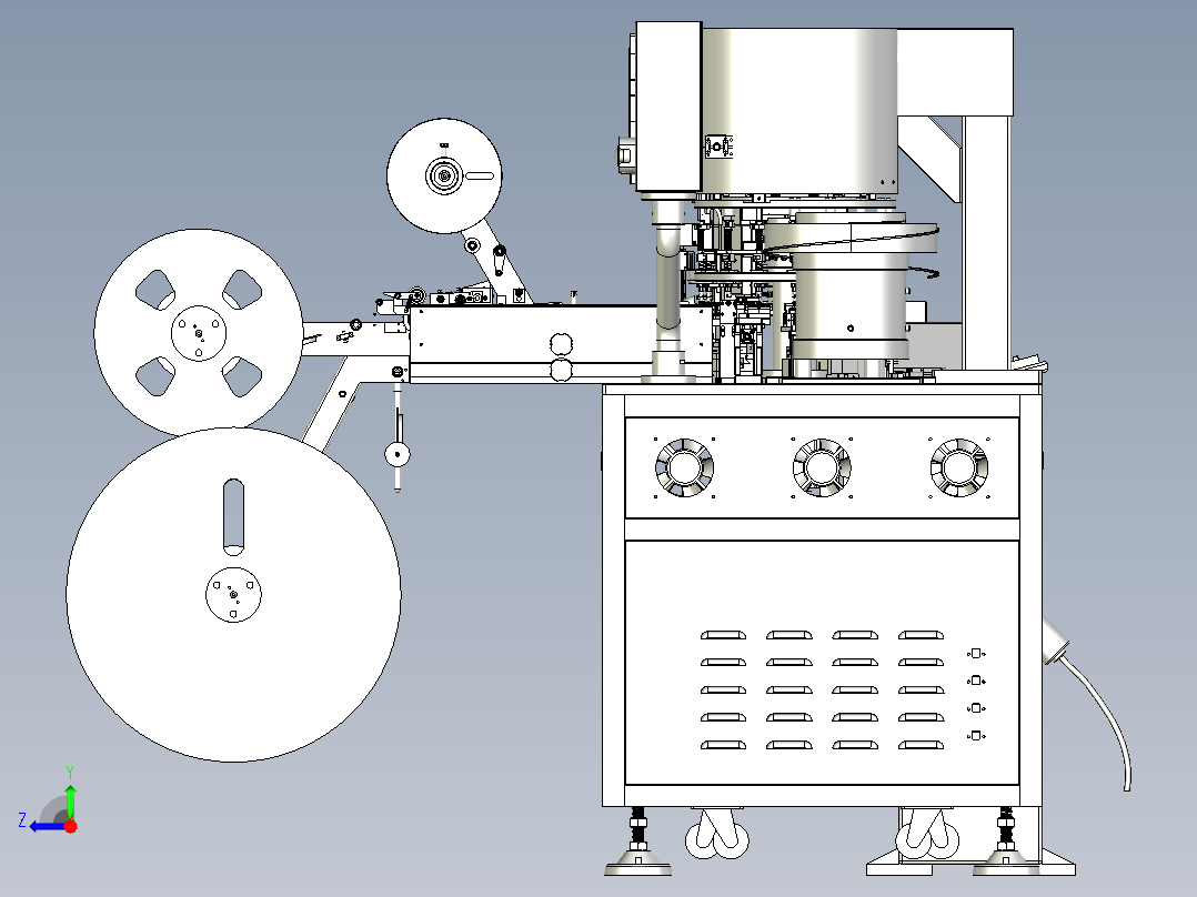 半导体的全自动电感检测喷码编带分选一体机右视图
