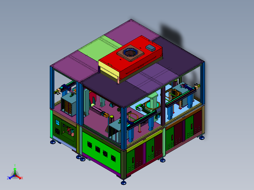 AOI自动剥离摆盘视觉分检设备正等轴测图