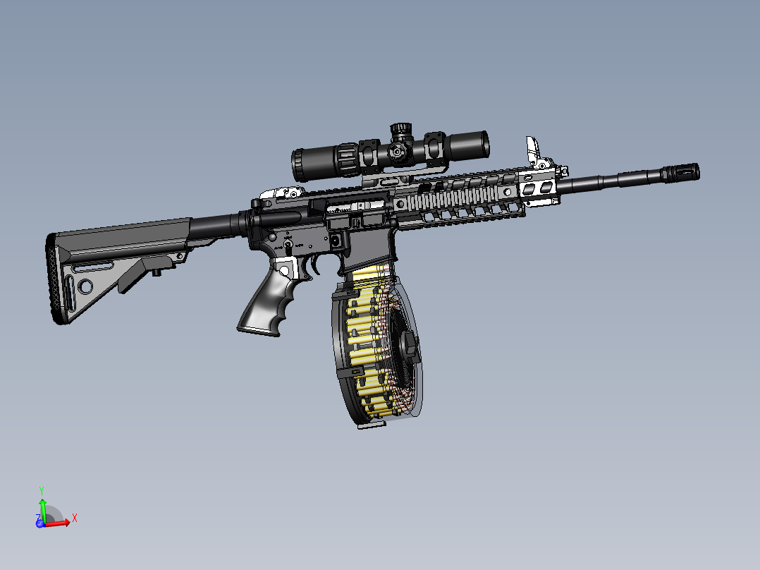 手枪左轮冲锋枪老式狙击步枪设计3D图纸ar15-sig-516-rifle sw stp主视图
