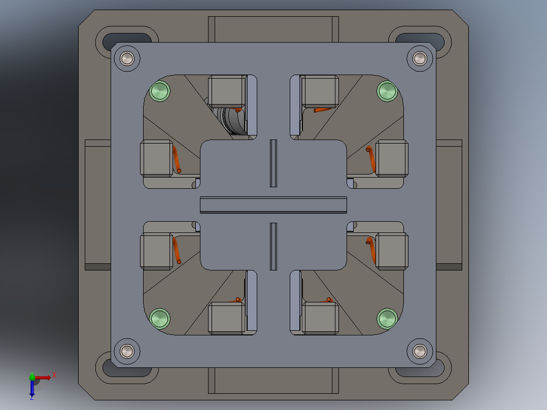 基于楔块的张紧机构俯视图