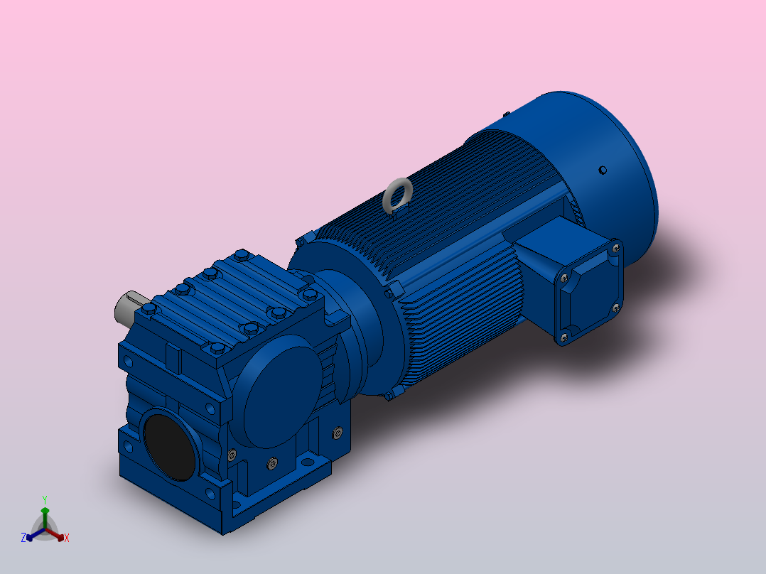 S87底脚轴伸式安装斜齿-蜗轮蜗杆减速机S87-YVE11-4P-11.83-M1-0°-B主视图