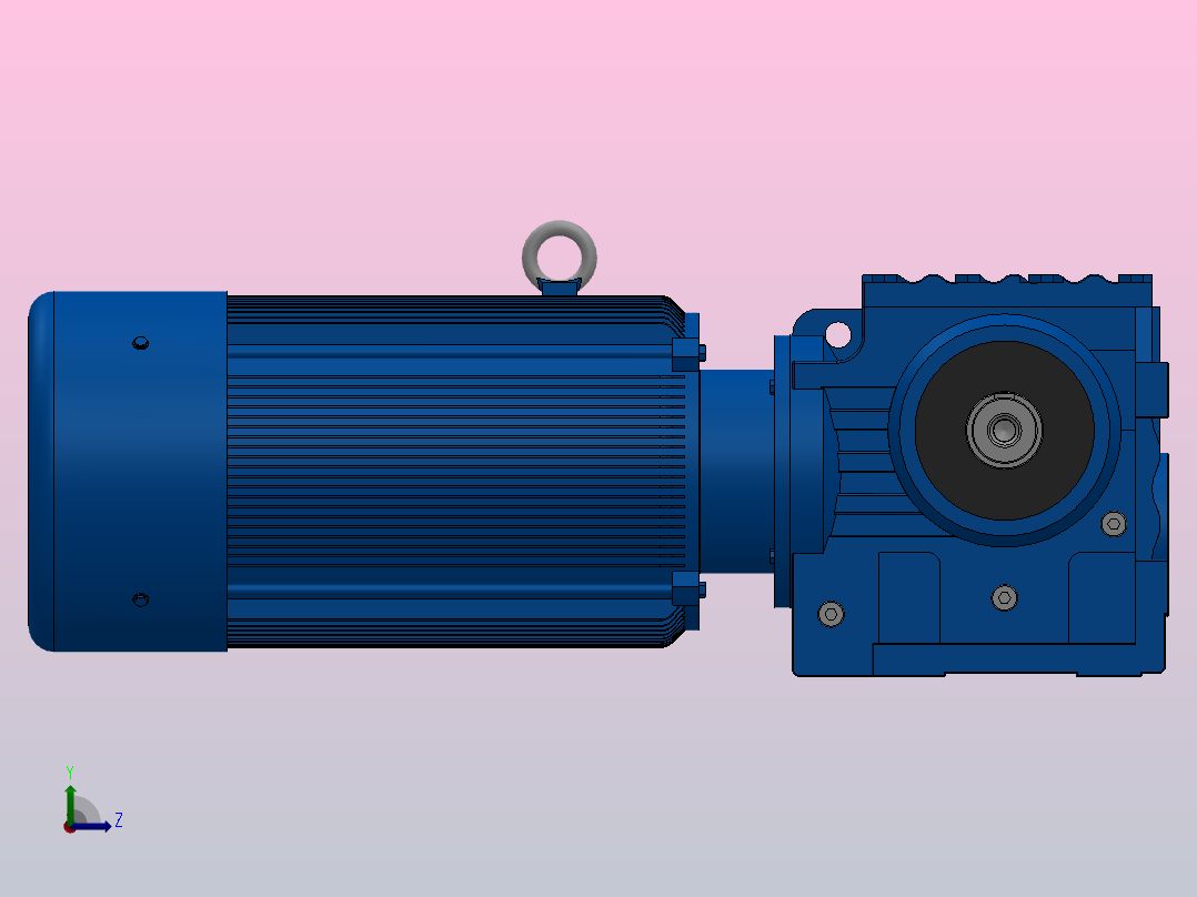 S87底脚轴伸式安装斜齿-蜗轮蜗杆减速机S87-YVE11-4P-11.83-M1-0°-B左视图