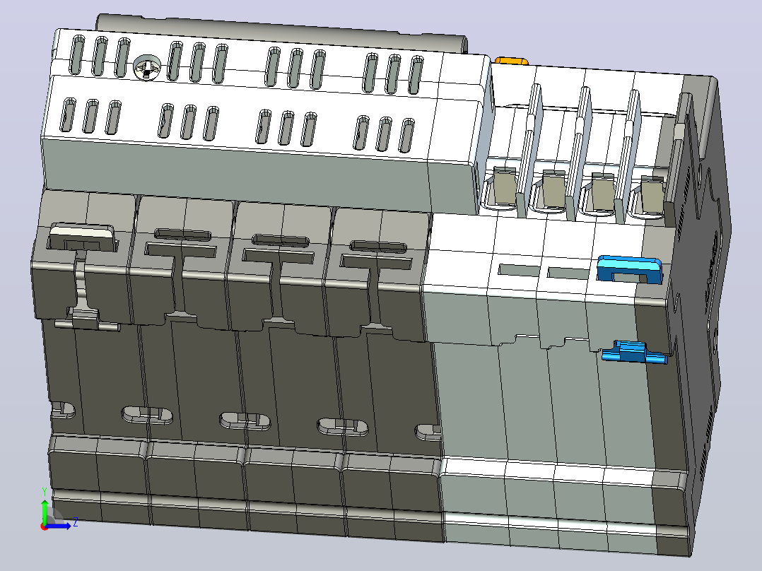 NXBFLE-32 4P剩余电流动作断路器三维模型202202左视图