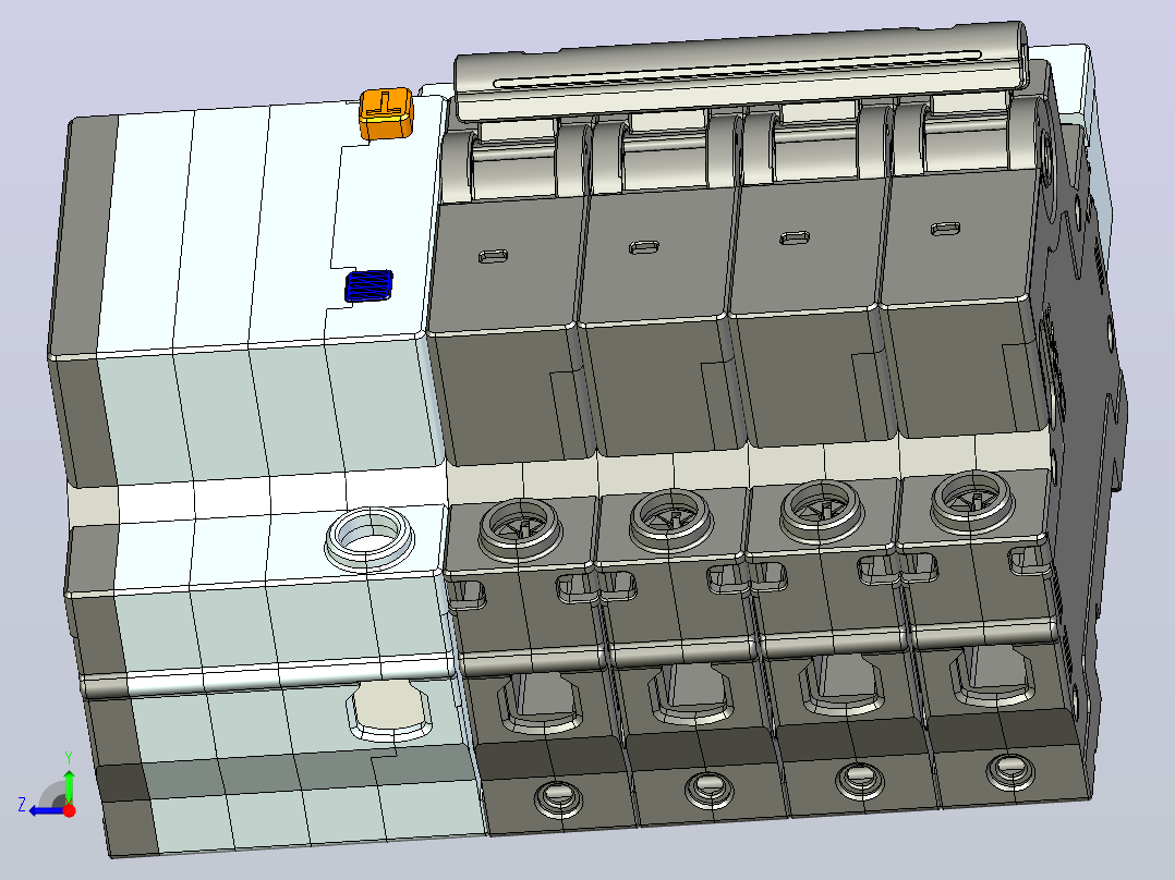 NXBFLE-32 4P剩余电流动作断路器三维模型202202右视图