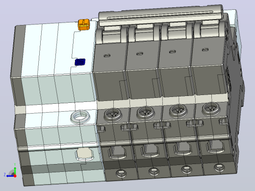 NXBFLE-32 4P剩余电流动作断路器三维模型202202右视缩略图