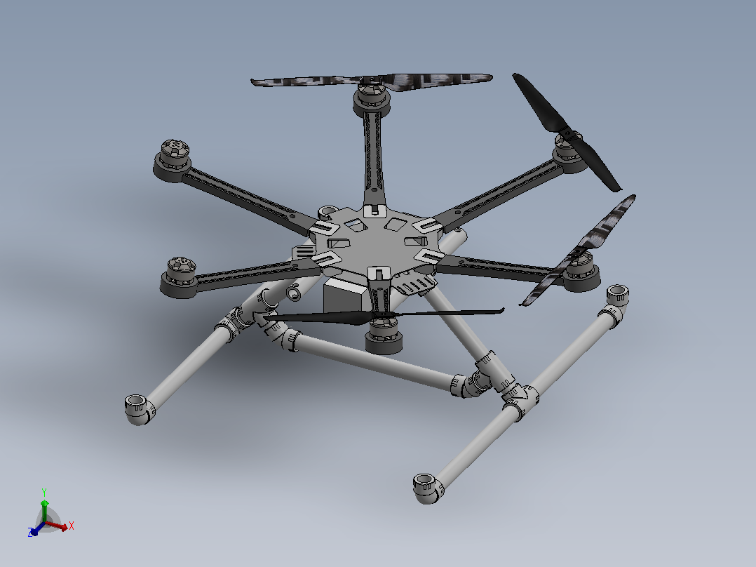 dji s800 evo  diy飞行器 起落架主视图