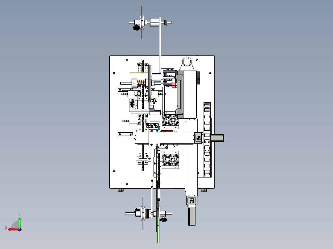 贴片元件高温测试后载带包装机3D模型后视图