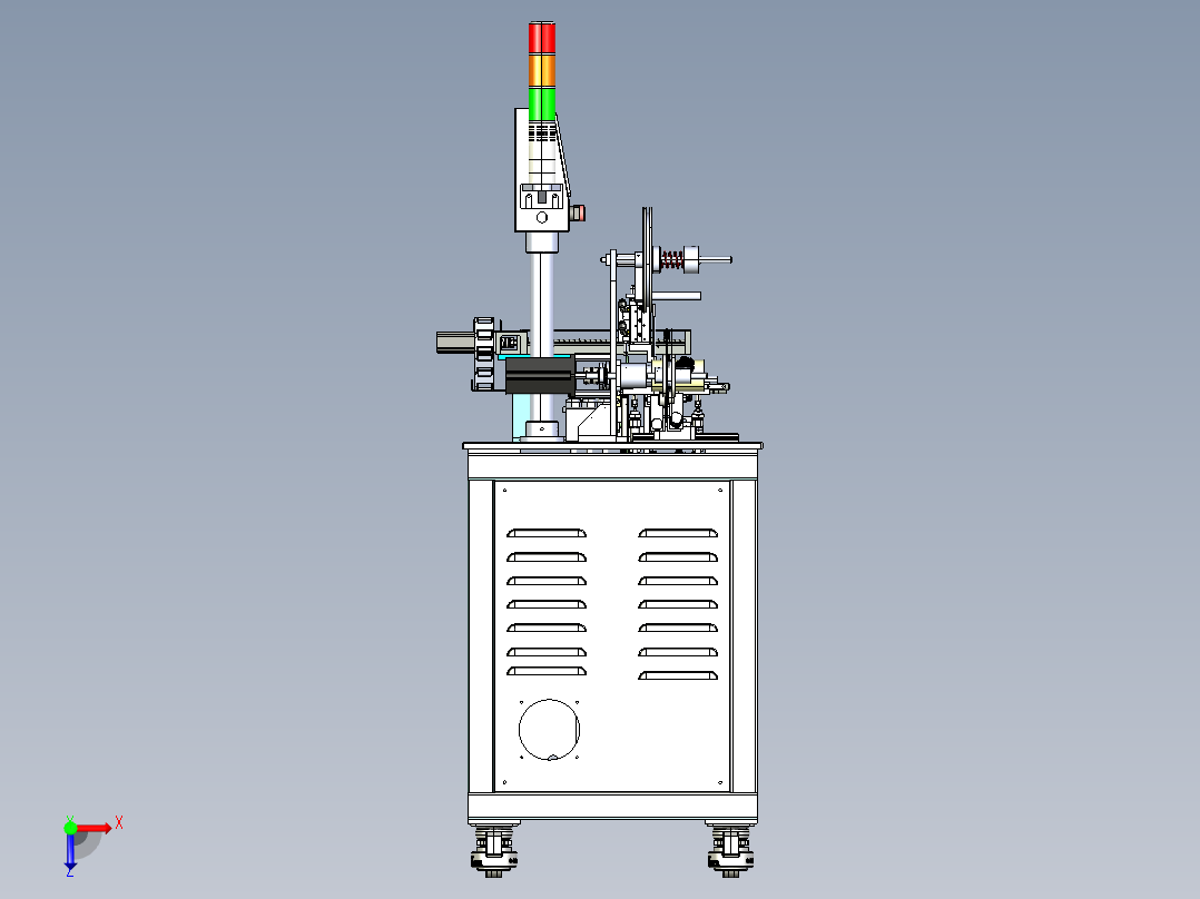 贴片元件高温测试后载带包装机3D模型俯视图