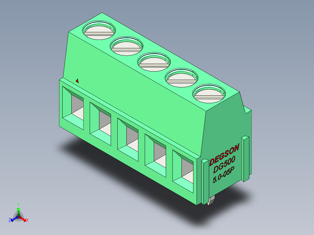 DEGSON DG500 系列 5.05.087.62mm 接线端子-DG500-5.0-05P-14-00AH主视图