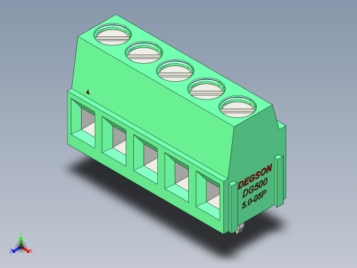 DEGSON DG500 系列 5.05.087.62mm 接线端子-DG500-5.0-05P-14-00AH正等轴测缩略图