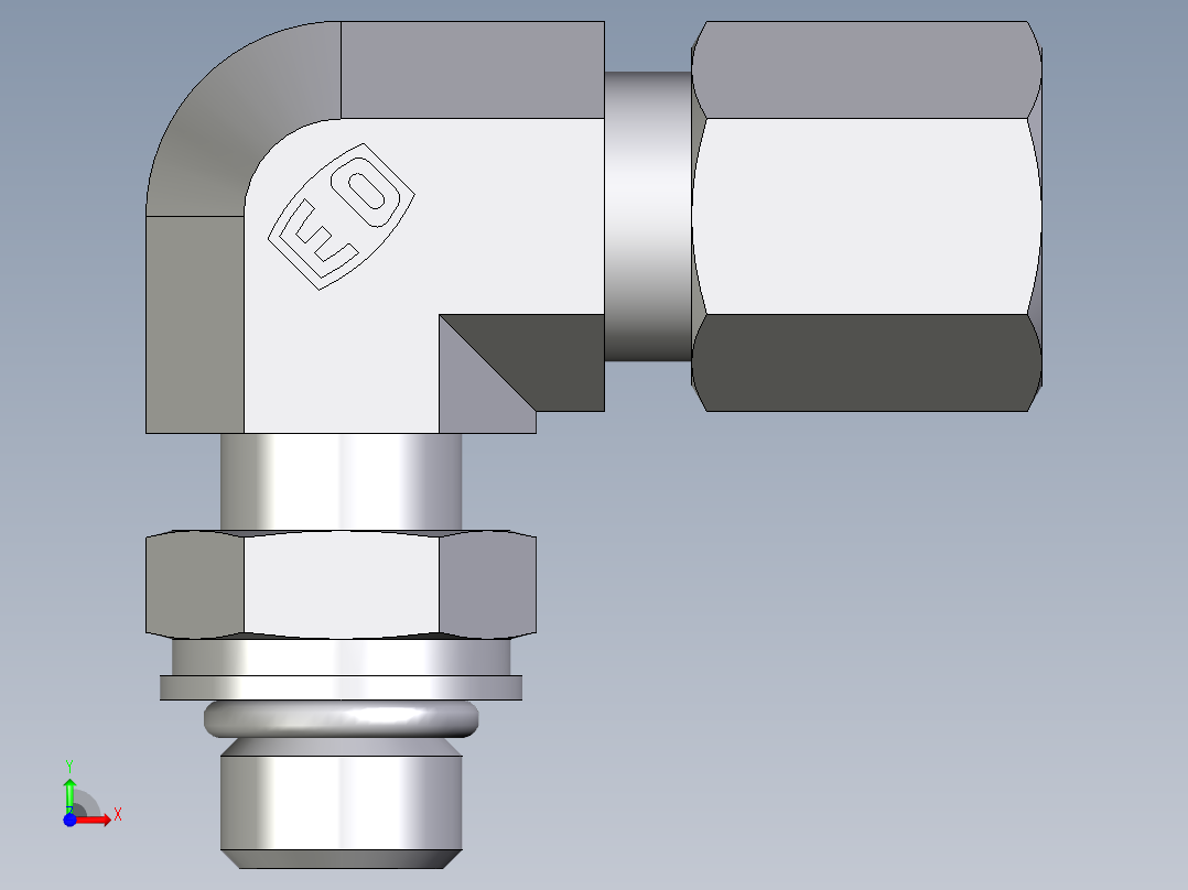 卡套式工业通用硬管接头EO_Adjustable_Locknut_elbow_WEE06LMORCF前视图