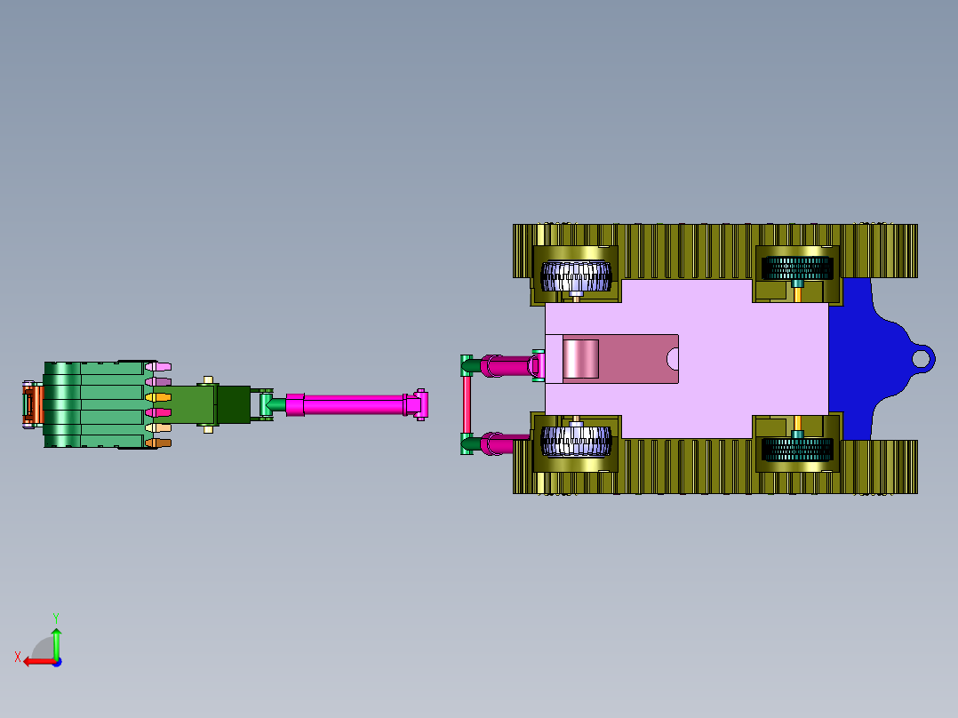 履带轮式一体水陆两用挖机后视图