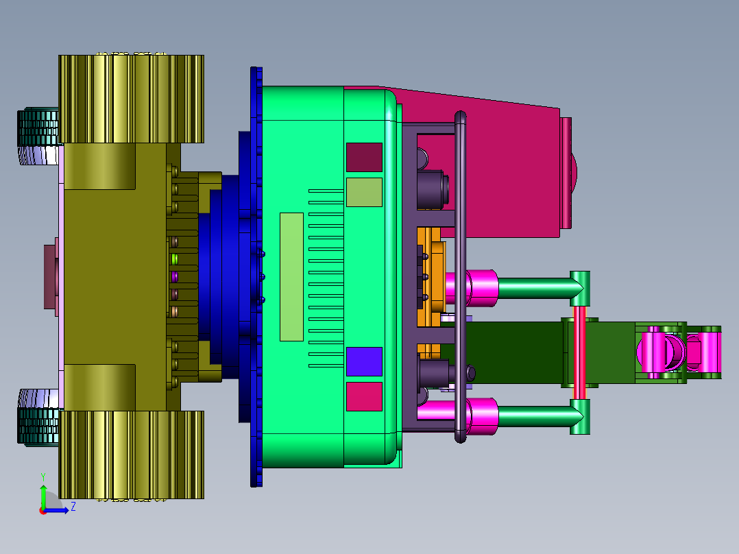 履带轮式一体水陆两用挖机左视图