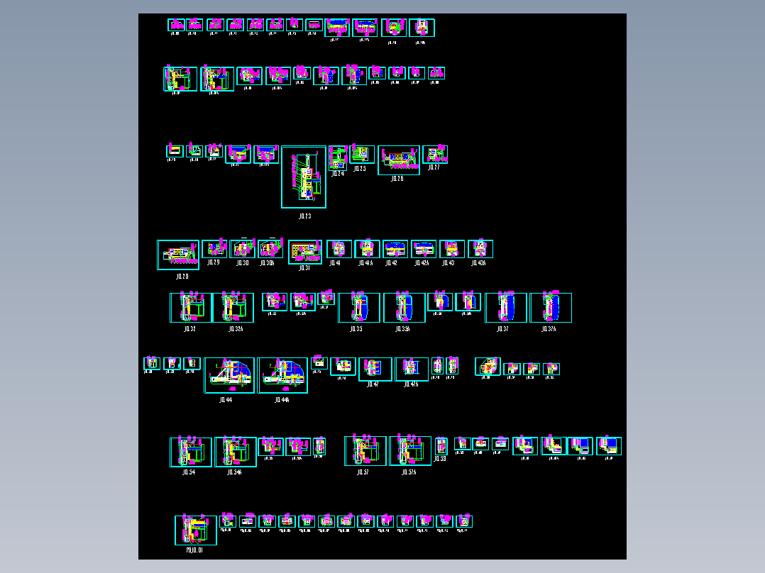 99张单元式幕墙节点CAD图纸单