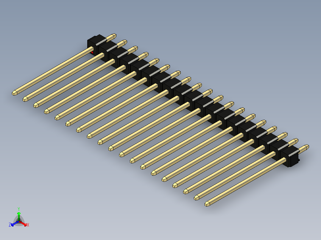 彩色公头100mil（2.54mm）系列-DS1021_black_1x19p_100mil_Type19_rev1.0主视图