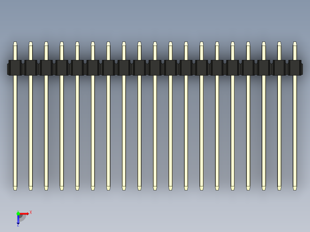 彩色公头100mil（2.54mm）系列-DS1021_black_1x19p_100mil_Type19_rev1.0俯视图