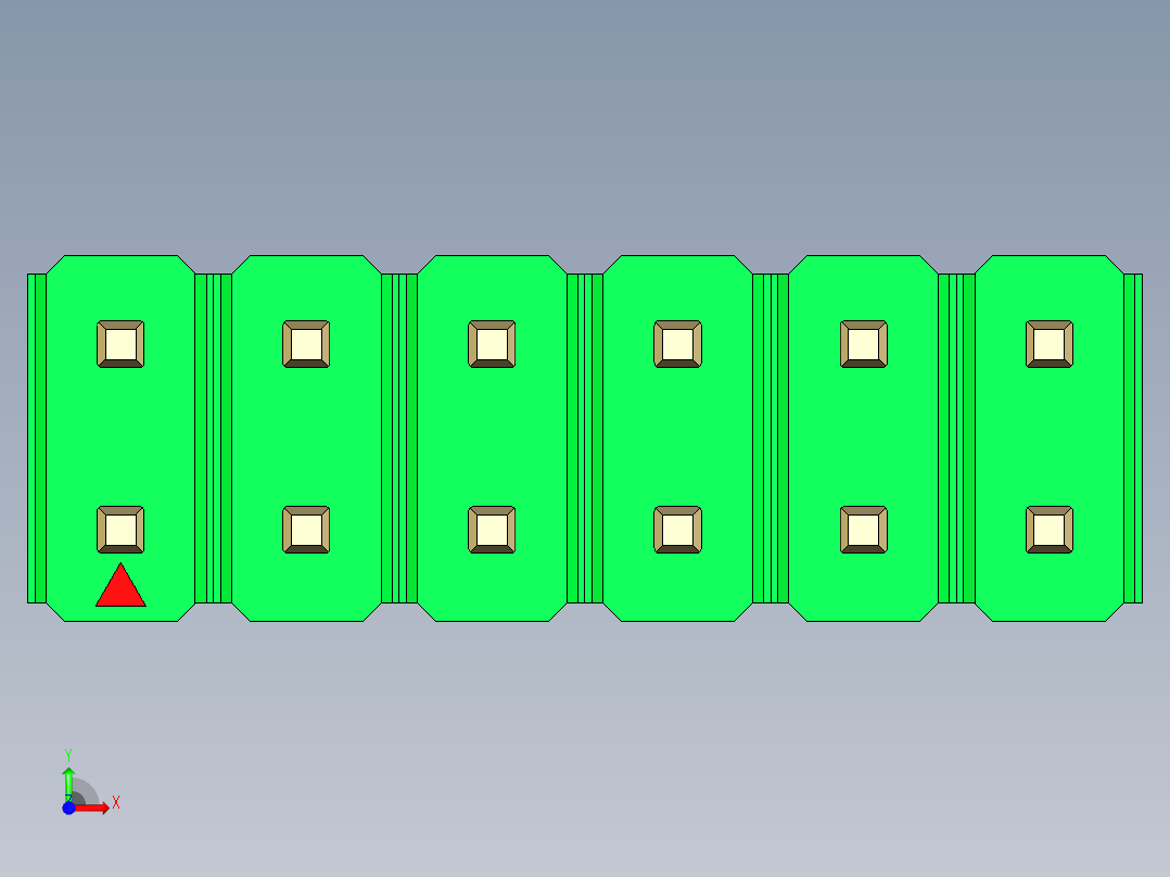 彩色公头100mil（2.54mm）系列-DS1021_green_2x06p_100mil_Type43_rev1.0前视图