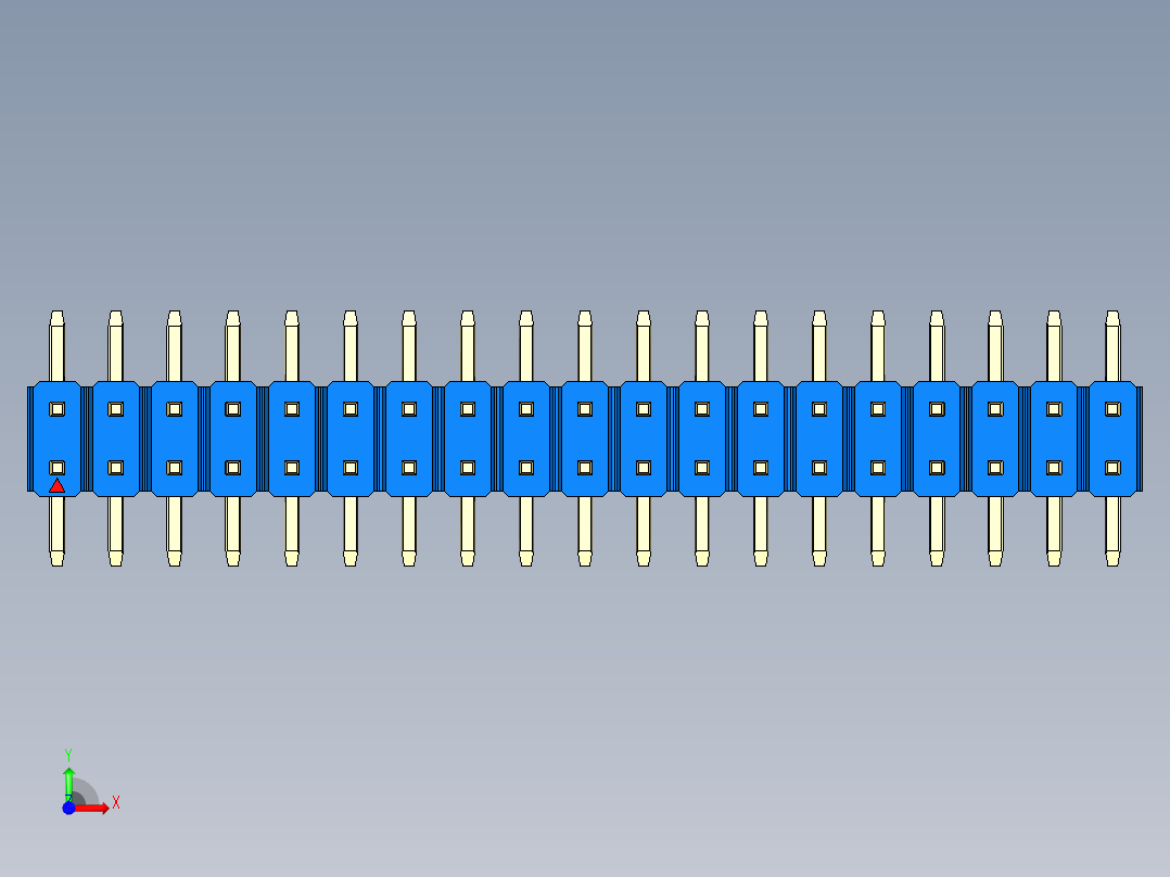 彩色公排针 100mil 2.54mm 系列-DS1022_blue_38p_100mil_TypeSMT_rev1.0前视图