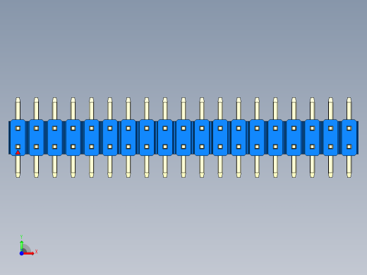 彩色公排针 100mil 2.54mm 系列-DS1022_blue_38p_100mil_TypeSMT_rev1.0前视缩略图