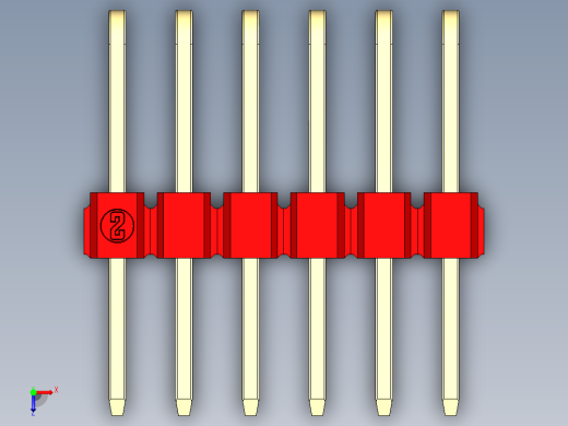 彩色公排针 100mil 2.54mm 系列-DS1022_red_3x06p_100mil_TypeD_rev1.0俯视缩略图