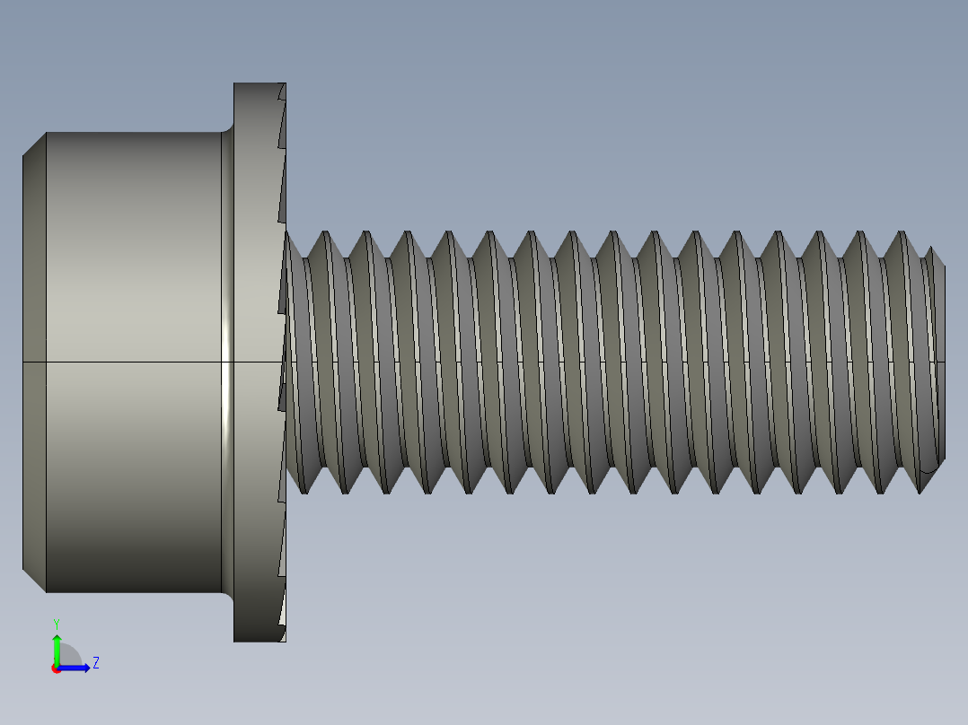 锯齿状法兰头螺钉-Serrated-Flange Socket Head Screws M8 x 1.25 mm Thread 20 mm Long左视图
