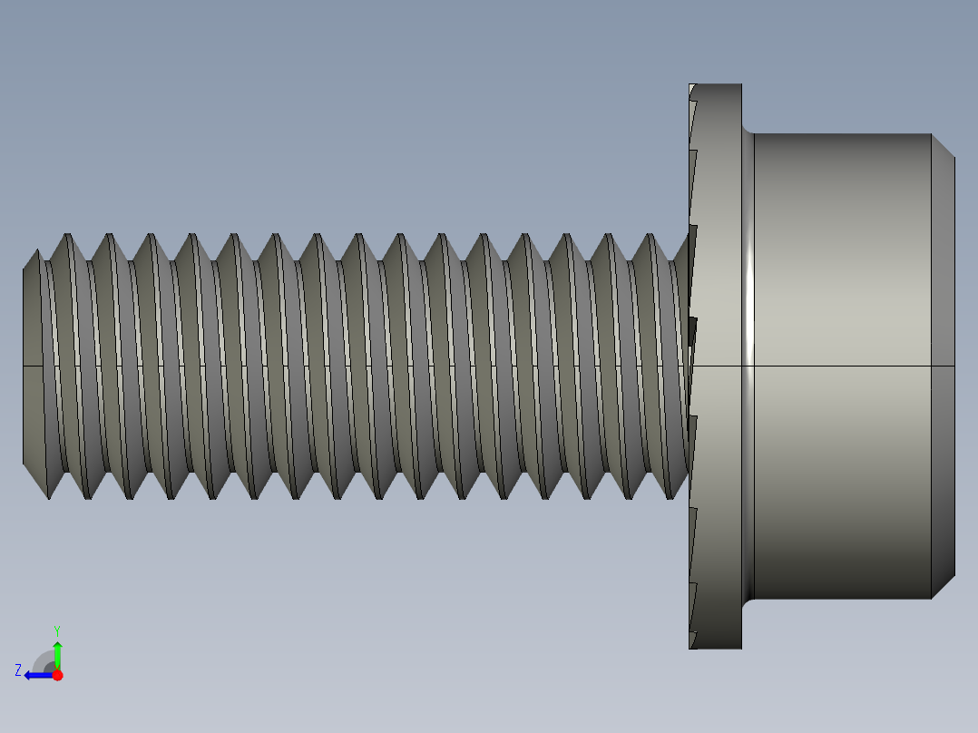 锯齿状法兰头螺钉-Serrated-Flange Socket Head Screws M8 x 1.25 mm Thread 20 mm Long右视图