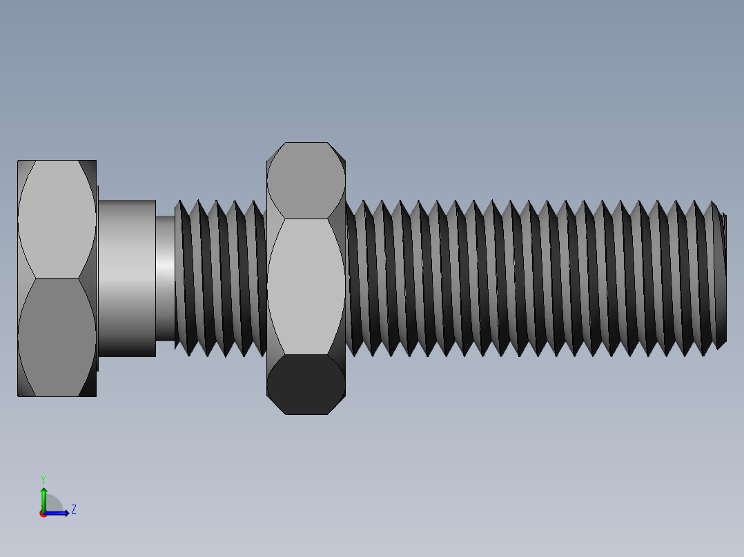 带螺帽螺栓左视图