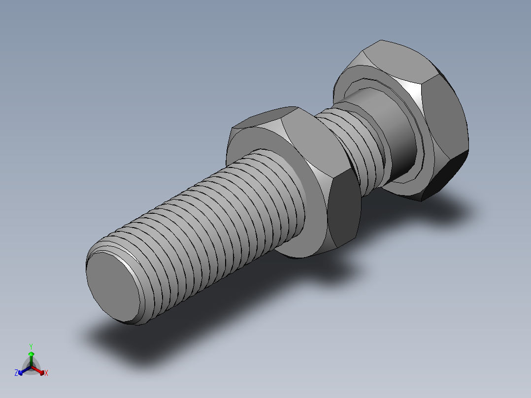 带螺帽螺栓正等轴测图