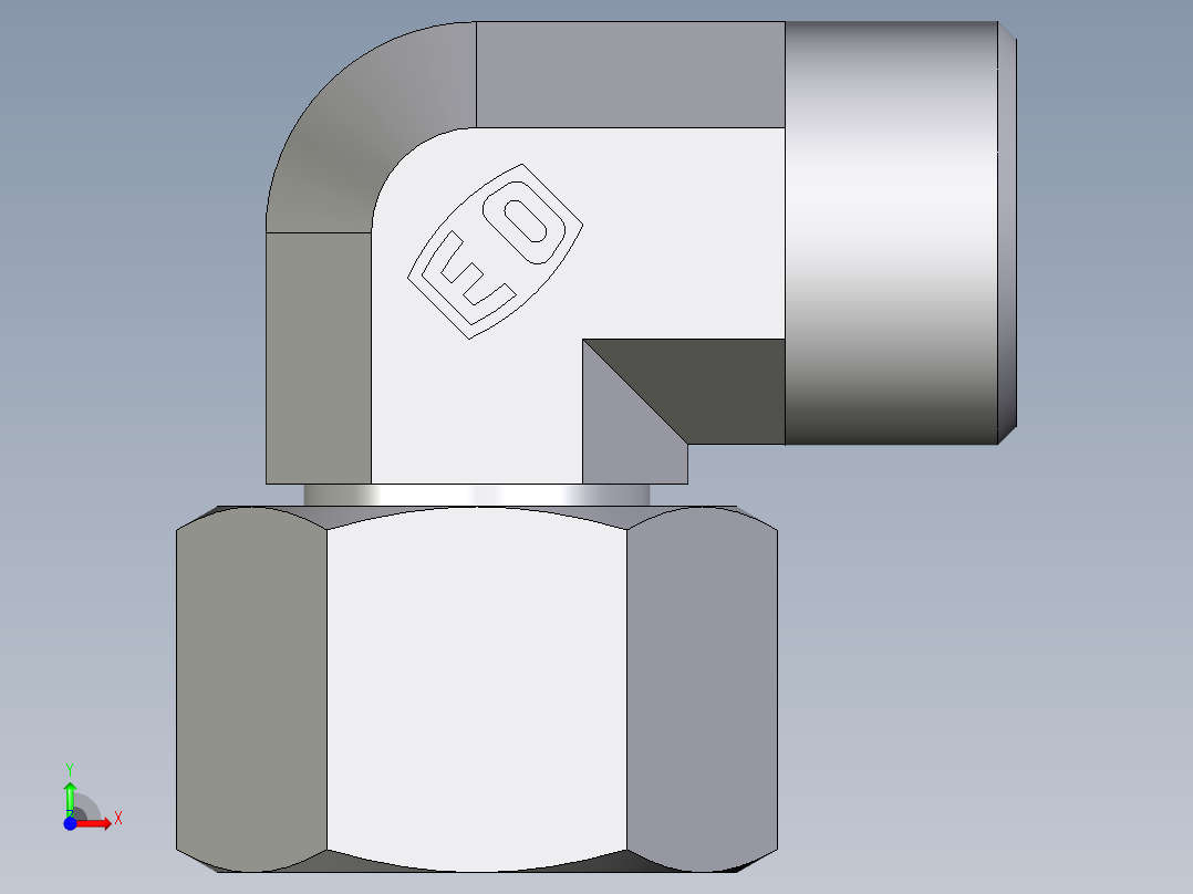 卡套式工业通用硬管接头EO_Swivel_nut_elbow_EW15LOMDCF前视图